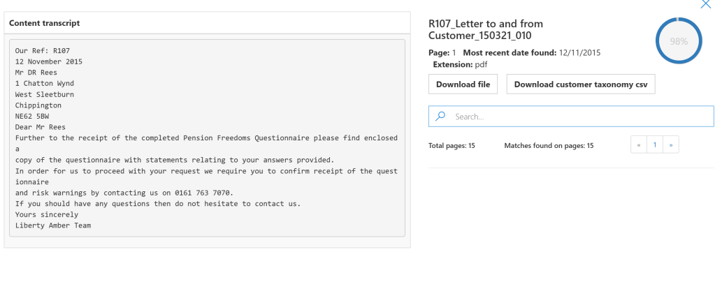 Open document from search: Before revamp